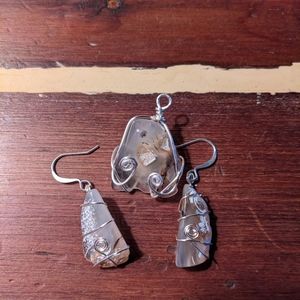 Montana agate hand wrapped silver wire